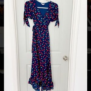 Cherry long wrap dress